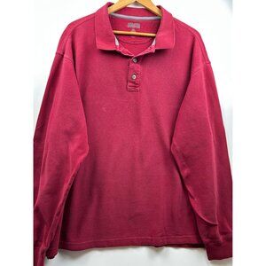 Duluth Trading Co Men's Burgundy Long Sleeve Cotton Polo Shirt Plus Size 2XL